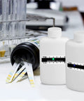 14 Piece Portable Liquid Specimen Storage Kit With 2 Empty Bottles, Temperature Indicator Strips, 10 Adhesive Labels, And A Lightweight Pouch For Safe Lab Sample Transport, two bottles with temp strips