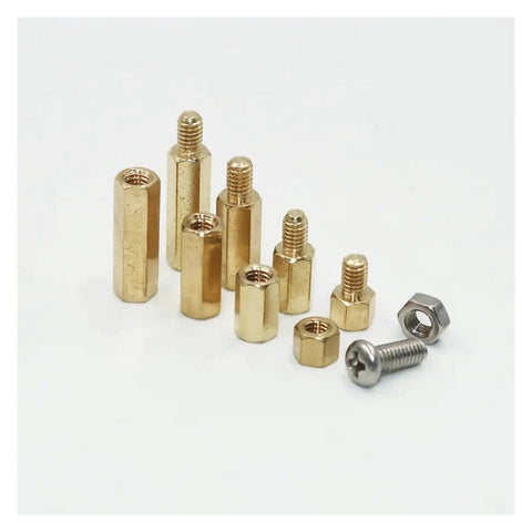 Brass Hex Pillar Standoff Kit For DIY Electronics PCB Mounts M2 Through M5 With Male Female Nuts Knurled Caps And Spacer Hardware For Easy Maker Projects, brass hex standoffs and screws
