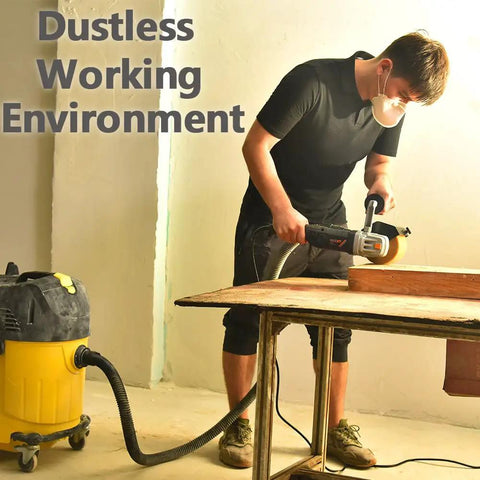 Man using Beefy 1300W Burnishing And Polishing Machine With 6 Speed Variable Control for dustless metal polishing on table.
