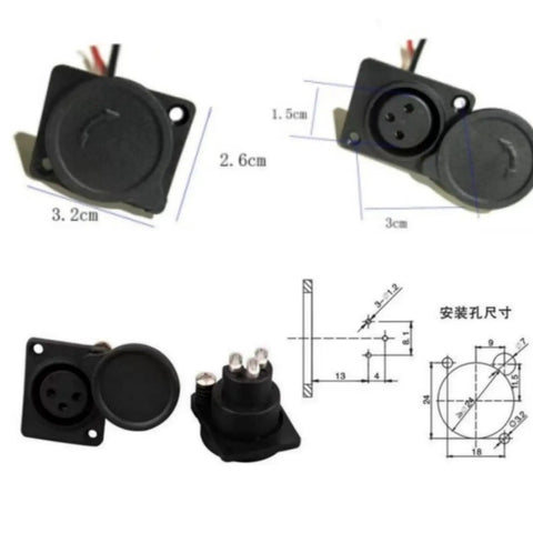 Three Pin XLR Charging Port Socket For Electric Dirt Bikes And Scooters Compatible With Razor MX500 MX650 Evo 500 800 Schwinn IZIP And GT Models With 18AWG Copper Wire Durable Plastic Casing