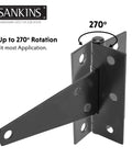 Heavy Duty 4 Inch T Strap Shed Door Hinges Black Powder Coated Outdoor Gate Hinges showing 270 degree rotation capability