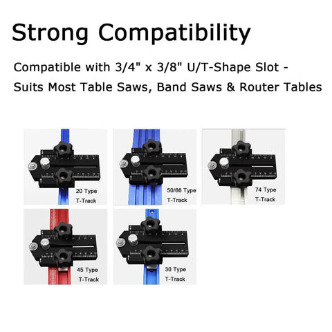 Aluminum Extended Ripping Jig For Table Saws Routers And Band Saws 175 Mm Telescoping Pro Grade Woodworking Guide in T-tracks