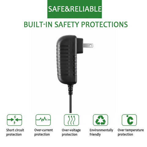Heavy Duty Ac Adapter And Dc Charger Compatible With Skil 7.2V Cordless Drill Drivers showing built-in safety protection features.