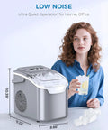 Woman using Countertop Ice Maker With Handle Portable Self Cleaning Ice Machine 26 Lbs Per Day 8 Cubes Ready In About 6 Minutes