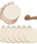 Thirty Pack Fresh Three Inch Round Blank Wood Circles With Natural Twine Hangers Premium Birch Plywood Crafting Pendants and jute cord