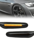 BMW Lit Sequential LED Side Marker Turn Signal Lights for 1 Series 3 Series 5 Series with flowing amber LED display