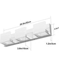 Diagram of Three Light LED Vanity Light For Bathroom Chrome Finish Up And Down Mount Over Mirror Modern Wall Fixture With Frosted Acrylic Shade White Daylight 6000K For Brilliant Even Bath Illumination Easy Install, showing dimensions in centimeters and inches.