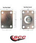 Top plates for Tool Box Caster Wheel Set For Heavy Duty Mobility 6 Inch Non Marking Thermoplastic Rubber Flat Tread Wheels.