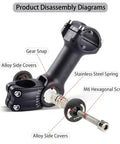 Adjustable Bike Stem Riser For Mountain And Road Bikes, 150mm Rise And 110mm Reach, Aluminum 3D Forged Construction, disassembly view