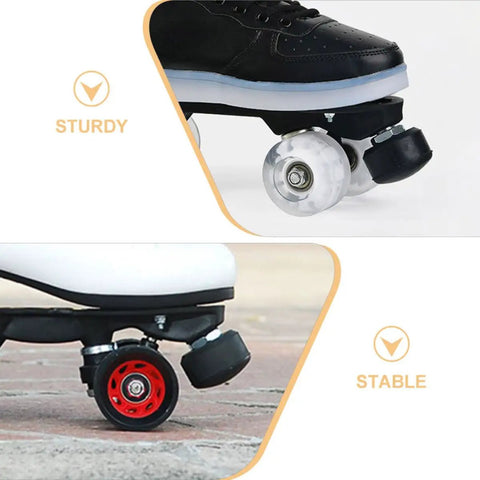 Two Pack Roller Skate Toe Stops Adjustable Rubber Brake Blocks Round Shape on quad skates for indoor outdoor use