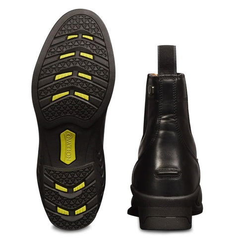 Back and sole view of Kids Paddock Boots Front Zip For Easy On Off Lightweight Classic Style Equestrian Footwear Unisex Fit