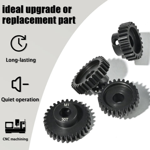 8Mm Steel Pinion Gear Set 24T 26T 28T 30T With Laser Engraved Tooth Count For 1/5 X-Maxx RC Cars Buggies And Trucks Beefed-Up Upgrade Mod 1 Gear That Works Great With Brushed And Brushless Motors 4 Pcs