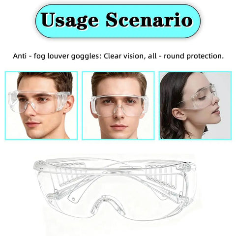 Built Tough Anti Fog Safety Glasses With Vented Side Shields And ANSI Certification Clear Protective Eyewear on models for construction and medical jobs.
