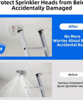 Before and after images of Five Pack Heavy Duty Half Or Three Quarter Inch Fire Sprinkler Head Guard Cage Protector Cover.