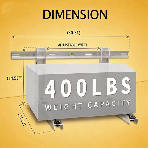Heavy Duty Mini Split Wall Mount Bracket For 7000-12000 BTU AC Units, 400 lbs capacity, dimensions shown with cross bar 30.31in