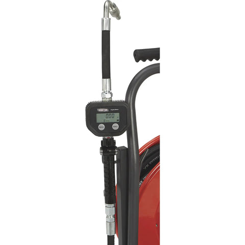 Heavy Duty Pneumatic Oil Pump Kit With 50 Foot Retractable Air Hose Reel 3.7 GPM digital display and nozzle for fluid transfer