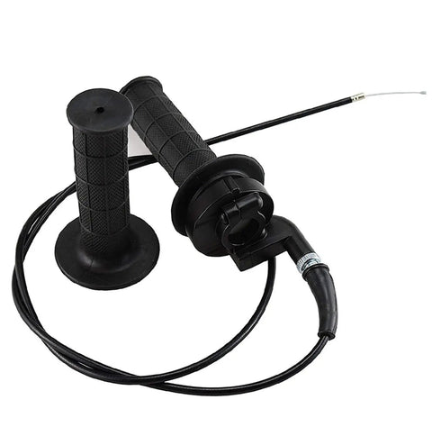 Throttle Cable Kit With Twist Throttle Hand Right Brake Lever And Left Handle For XR80 XR100 CRF70 CRF80 CRF100 Pit Dirt Bikes Baja Mini Bike 196cc 200cc 5.5hp 6.5hp 48 Inch showing throttle grip and cable