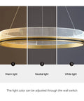 LED s LED Pendant Lights Modern Acrylic Creative Ceiling Pendant Lamp Ring Indoor Lighting, Dimmable light color options shown.