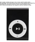 Close-up of Clip On MP3 Player With USB Cable And Earphones Ultra Lightweight Portable Music Player For Running And Hiking Screenless Mini MP3 Player For Sports Black showing control buttons.