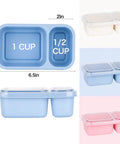 Two Compartment Reusable Snack Containers With Lids For Go-To Meal Prep On The Go Made From Wheat Straw Eco Friendly 3 Pack.