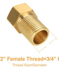 Close-up of brass pipe fitting with 1/2 inch female and 3/4 inch ID thread size, part of Brass Pipe Fitting Set Of 10 Extension Nipple Connectors.