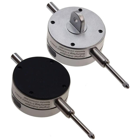 Digital Electronic Indicator Gauge 0 To 1 Inch With 0.0005 Inch Resolution Absolute And Incremental Modes Inch To Metric Conversion Includes Four Probes Carbide Ball Large LCD Display flat and lug back