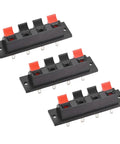 3-pack of 4 Way Spring Loaded Speaker Terminal Clips Push Release Connector Set WP4-7, red black polarity for solid hookups.