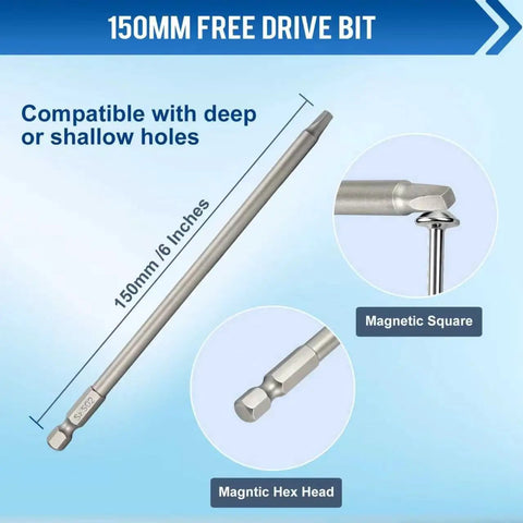 150mm drive bit for Heavy Duty Pocket Hole Screws 1 Inch Set, Size 8 x 1 In, 550 Pcs Wood Screws, magnetic square and hex head