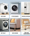 Heavy Duty Washing Machine Anti Vibration Pads With Shock Absorbers under appliances and furniture, showing versatility.