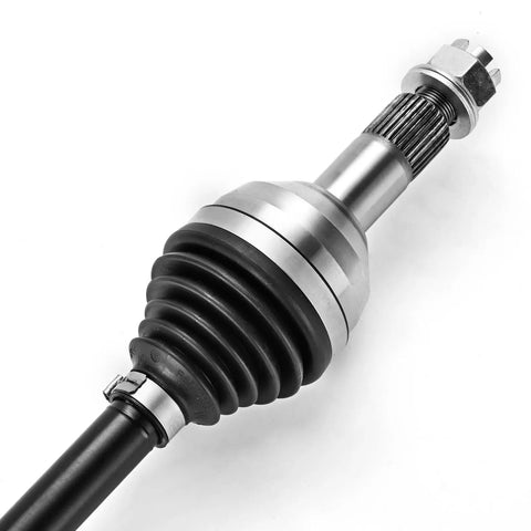 Front CV Axle For Can Am Defender HD10 XMR 2019 2020 2021 2022 2023 And Traxter HD10 XMR 705402420 Beefed Up Heavy Duty 4340 Chromoly Steel Drive Shaft Replacement For UTV, black boot and splined end