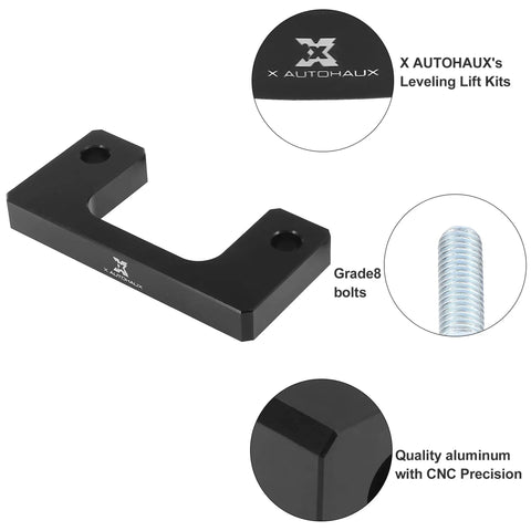 One Inch Front Leveling Lift Kit And Heavy Duty Strut Spacers To Drop The Sag And Raise The Bar For Chevy Silverado 1500 And Gmc Sierra 1500 Pickup Trucks 2007 Through 2019, aluminum spacer with CNC precision.