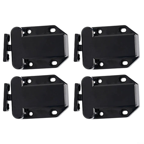 4-Pack Push To Open Cabinet Latch Catches For Drawers And Doors Touch Release No-Handle Mechanism Spring Loaded ABS Plastic Black