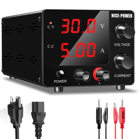 30V 5A Adjustable DC Power Supply With Dope Encoder Knob, Switching Regulated Bench Power Supply, 3 Digit LED Display.