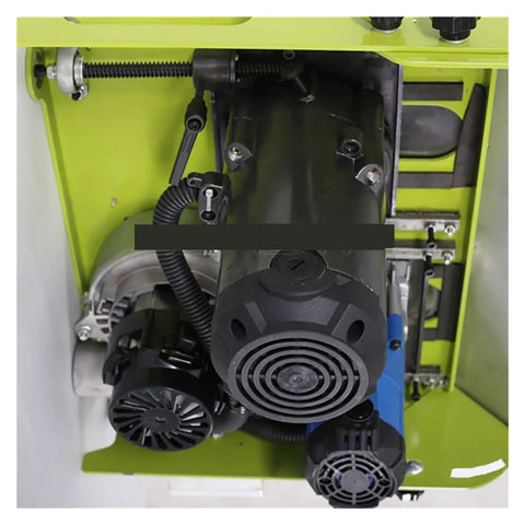 Close-up of the motor assembly of the Portable Desktop Wood Cutter With Dust Free Design And 45 Degree Bevels for DIY builds.