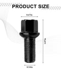 High Carbon Steel Wheel Bolts M14 X 1.5 Thread Pitch Black Coated Heavy Duty Lug Studs with measurements shown.