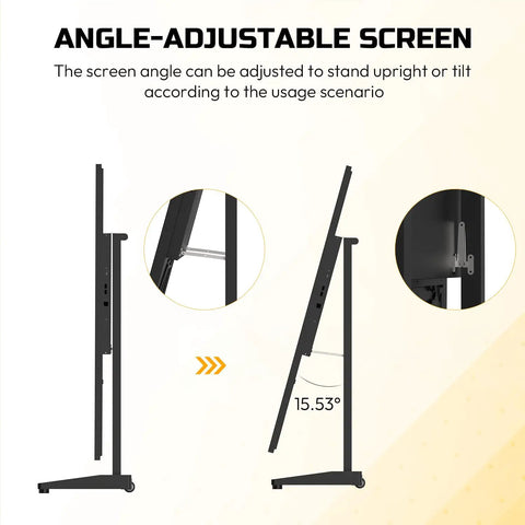 Side view of Top Notch 37 Inch Black Digital Signage Display illustrating adjustable screen angles for versatile use.
