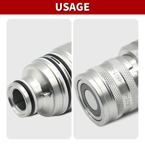 Close-up of Female Hydraulic Quick Connect Coupler Replacement For SVL75 SVL75-2 with hardened steel and anticorrosive plating.