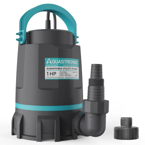 1 HP Submersible Sump Pump Workhorse With 4500 GPH High Flow Portable Thermoplastic Utility Pump for water removal