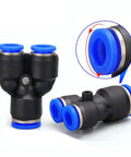 Top Shelf 100 Piece Plastic Push To Connect Pipe Fittings Kit For Air And Water Systems With Quick Release Design For 4mm Up To 16mm Od Tubing Perfect For Pneumatic Tools And Industrial Assemblies With Durable Black Bodies And Blue Seal Rings, black plastic fittings with blue seal rings