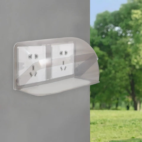 Badass Wall Mount Outlet Cover Heavy Duty Waterproof Box For Ev Charge Stations showing a clear shield over dual outlets outdoors.