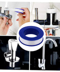 High Temp PTFE Plumbing Tape Sealant For Outdoor Use All Weather Acid And Alkali Resistant Plumber Tape applied to faucet fittings