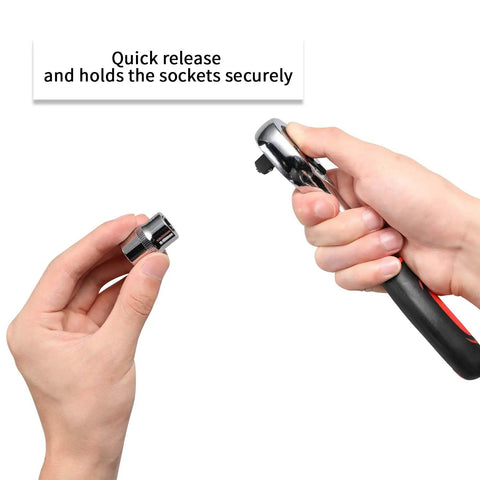 One Half Inch Drive Ratchet Socket Set With Ten Sockets From Ten Through Fifteen Seventeen Nineteen Twenty Two Twenty Four Millimeter Plus Two Way Quick Release Ratchet Handle shown