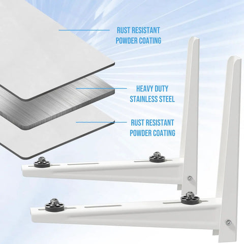 Heavy Duty Wall Mount Bracket For Outdoor Mini Split AC 7000 To 15000 BTU Supports Up To 330 Lbs with rust-resistant coating