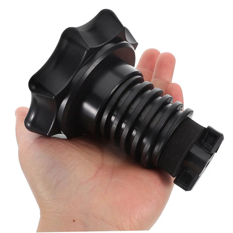 Spare Tire Hold Down Screw Durable Replacement Bolt for Volkswagen Vehicles, black plastic, shown on an open hand for scale.