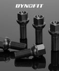 M14x1.5 Lug Bolts Set For Audi And Volkswagen OEM Rims black finish displayed on reflective surface