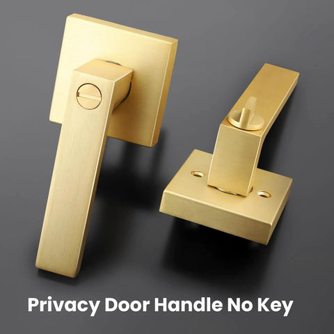 Keyless Privacy Door Lever Set Satin Brass Finish For Bedroom And Bathroom Heavy Duty Interior Door Handles