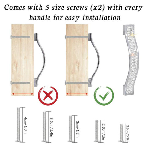 Crystal Drawer Pulls Bling Handles For Dresser Cupboard Closet Wardrobe Doors 14 Cm 4 Pack installation guide with screws