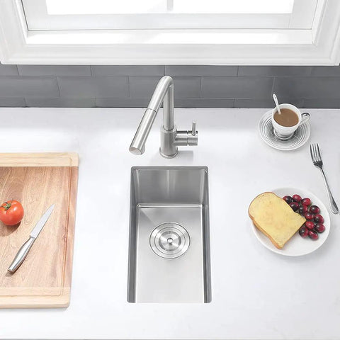 Top view of 10 Inch Bar Sink Undermount For Wet Bars And Small Kitchens, 16 Gauge T304 Stainless Steel Single Bowl