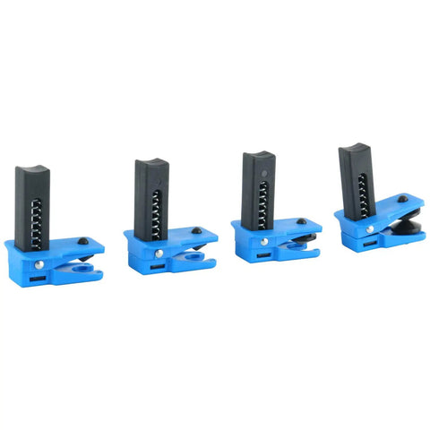 Fluid Line Stopper Clamp Kit With Spring Loaded Plugs For 1/2 In, 3/8 In, And 5/16 In Lines 4-piece blue plastic and metal stoppers