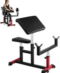 Heavy Duty Preacher Curl Bench For Home Gym Setup Seated Bicep Curl Station with adjustable weight bench and barbell use